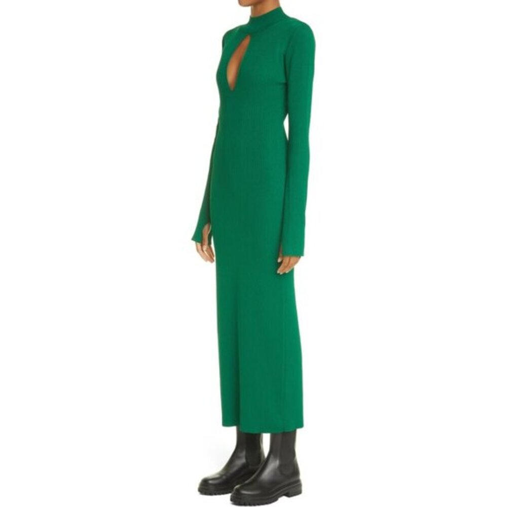 MONSE Keyhole Rib Body-Con green Sweater Dress SIZE L